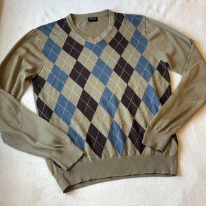 Hörst Men’s Argyle Sweater Merino Wool Blend Medium Academia Preppy